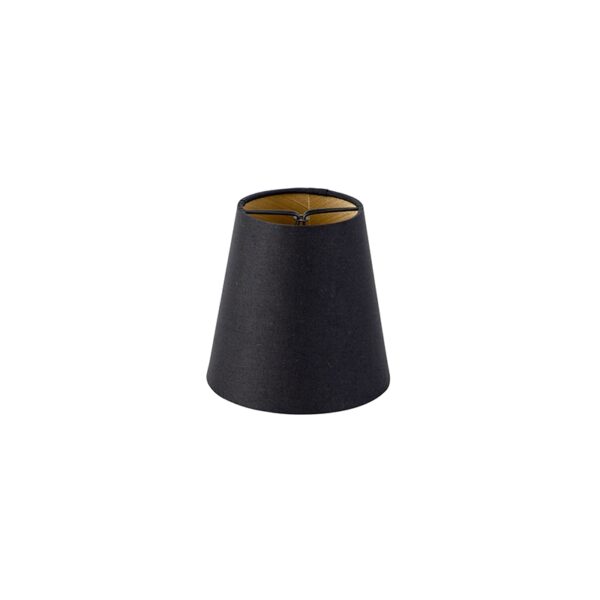 lampenkappen Katoenen klemkap zwart 12 cm rond met gouden binnenkant Stof Zwart Zoek je nog leuke kleine zwarte lampenkapjes voor op een Het lampenkapje is
