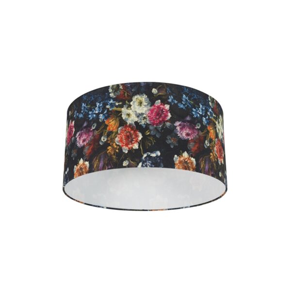 lampenkappen Katoenen lampenkap Flora Stof Oranje Deze grote ronde met een motief van het merk QAZQA past op zowel hangende als staande lamp en armaturen E27