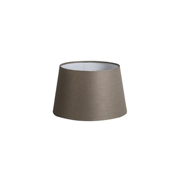 lampenkappen Linnen lampenkap taupe Stof Taupe Deze middelgrote ronde van het merk QAZQA is geschikt voor zowel als staande lampen en op armaturen met een grote