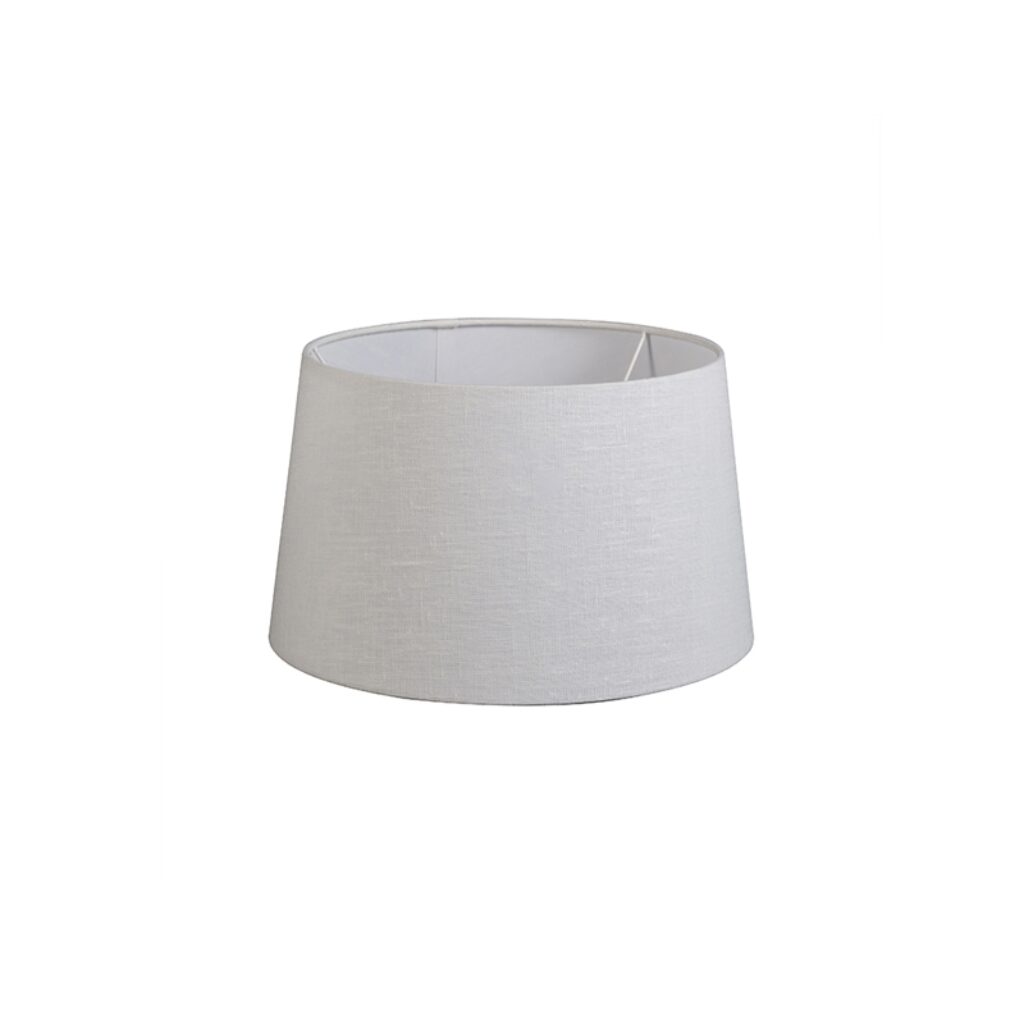 lampenkappen Linnen lampenkap wit Stof Wit Deze middelgrote ronde witte van het merk QAZQA past op een staande of tafellamp en armaturen met grote E27 fitting.