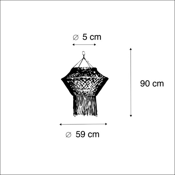 Macrame lampenkap naturel 90 cm - Afbeelding 3
