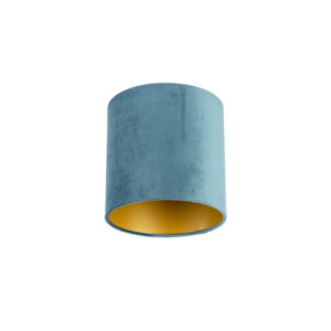 lampenkappen Velours lampenkap blauw met gouden binnenkant Kunststof Blauw Een elegante velours afgewerkt in binnenkant. Met deze kun je jouw vloerlamp of