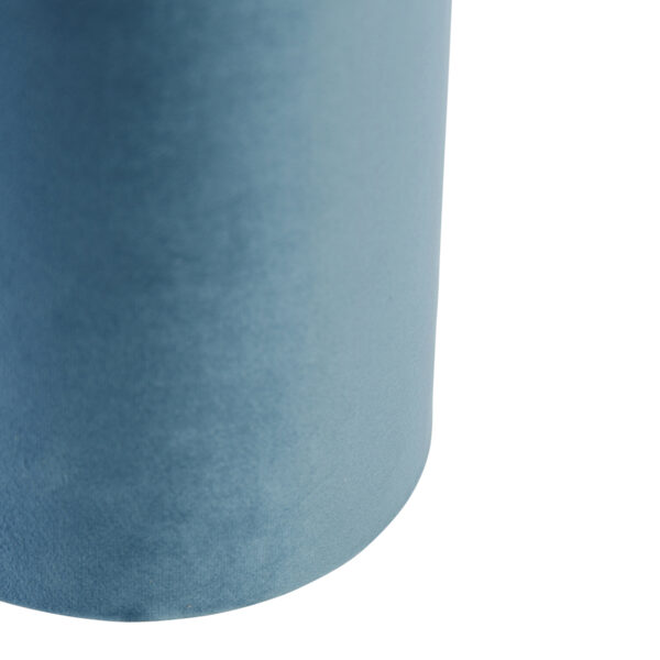 Velours lampenkap blauw met gouden binnenkant 15/15/25 - Afbeelding 2