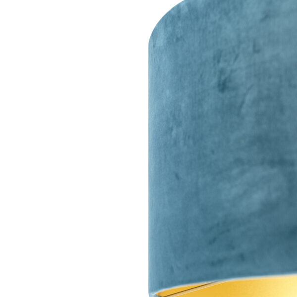 Velours lampenkap blauw 50/50/25 met gouden binnenkant - Afbeelding 2