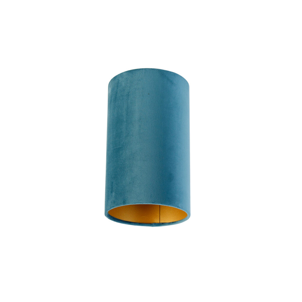 lampenkappen Velours lampenkap blauw met gouden binnenkant Stof Blauw Fleur je interieur op deze vrolijke blauwe lampenkap. Hij is gemaakt van velours stof en