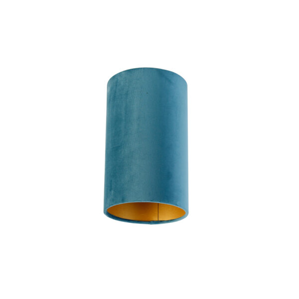 lampenkappen Velours lampenkap blauw met gouden binnenkant Stof Blauw Fleur je interieur op deze vrolijke blauwe lampenkap. Hij is gemaakt van velours stof en