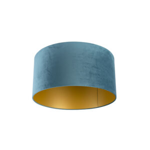 lampenkappen Velours lampenkap blauw met gouden binnenkant Stof Blauw Een elegante velours afgewerkt in binnenkant. Met deze kun je jouw vloerlamp of hanglamp