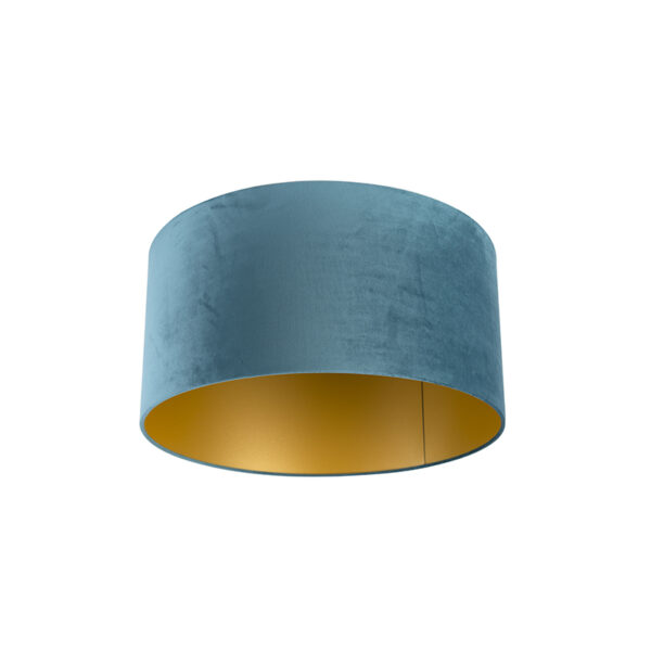 lampenkappen Velours lampenkap blauw met gouden binnenkant Stof Blauw Een elegante velours afgewerkt in binnenkant. Met deze kun je jouw vloerlamp of hanglamp