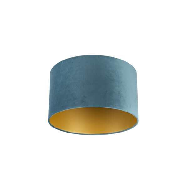 lampenkappen Velours lampenkap blauw met gouden binnenkant Stof Blauw Wat een eyecatcher deze velours lampenkap. Met kun je jouw vloerlamp of hanglamp voorzien