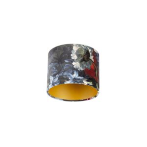 lampenkappen Velours lampenkap bloemen dessin gouden binnenkant Stof Multicolor Wat een eyecatcher deze velours lampenkap. Met kun je jouw vloerlamp of hanglamp