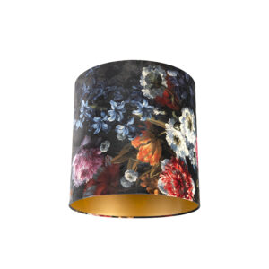 lampenkappen Velours lampenkap bloemen dessin gouden binnenkant Stof Multicolor Wat een eyecatcher deze velours lampenkap. Met kun je jouw vloerlamp of hanglamp