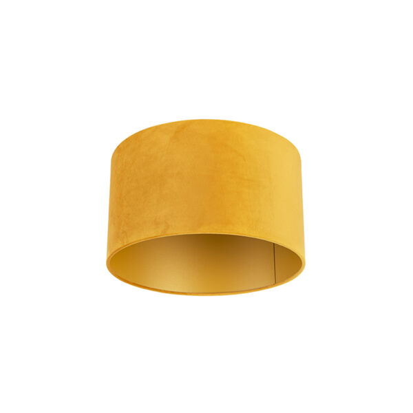 lampenkappen Velours lampenkap geel met gouden binnenkant Stof Geel Deze okergele velours is een echte Met deze kun je jouw vloerlamp of hanglamp voorzien van
