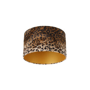 lampenkappen Velours lampenkap luipaard dessin gouden binnenkant Stof Luipaard print Een prachtige dierenprint om je interieur op te Deze velours is mooi