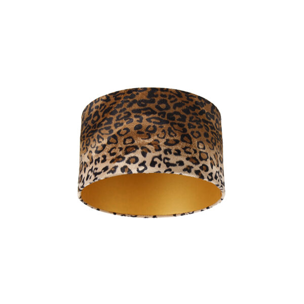 lampenkappen Velours lampenkap luipaard dessin gouden binnenkant Stof Luipaard print Een prachtige dierenprint om je interieur op te Deze velours is mooi