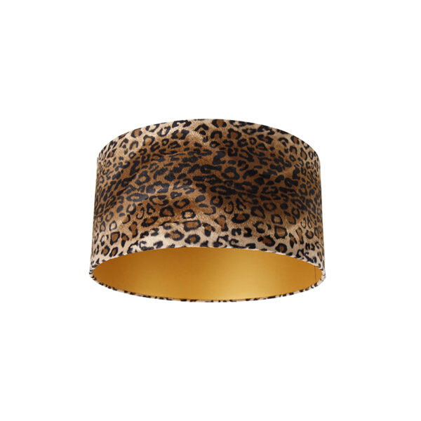 lampenkappen Velours lampenkap luipaard dessin gouden binnenkant Stof Luipaard print Een prachtige dierenprint om je interieur op te Deze velours is mooi