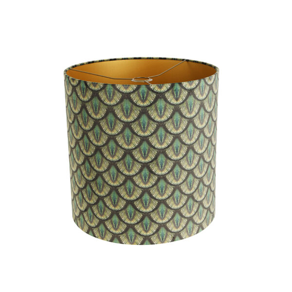 Velours lampenkap pauw dessin 40/40/40 gouden binnenkant - Afbeelding 2