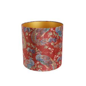 lampenkappen Velours lampenkap pauw dessin gouden binnenkant Stof Rode print Ben je op zoek naar een eyecatcher voor in Dan is deze velours met unieke pauwen