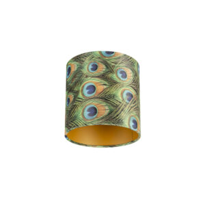 lampenkappen Velours lampenkap pauw dessin met gouden binnenkant Stof Paars Wat een eyecatcher deze velours lampenkap. Met kun je jouw vloerlamp of hanglamp