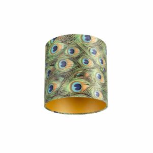 lampenkappen Velours lampenkap pauw dessin met gouden binnenkant Stof Paars Wat een eyecatcher deze velours lampenkap. Met kun je jouw vloerlamp of hanglamp