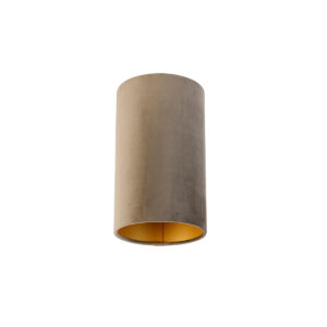 lampenkappen Velours lampenkap taupe met gouden binnenkant Stof Taupe Ben je op zoek naar een moderne Dan is deze iets voor jou. Hij heeft buitenzijde en