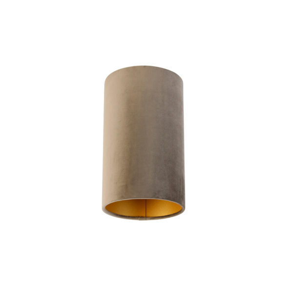 lampenkappen Velours lampenkap taupe met gouden binnenkant Stof Taupe Ben je op zoek naar een moderne Dan is deze iets voor jou. Hij heeft buitenzijde en