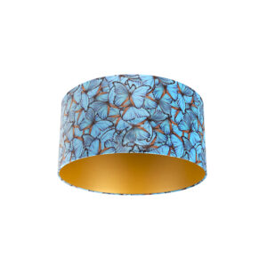 lampenkappen Velours lampenkap vlinder dessin gouden binnenkant Stof Koper Wat een eyecatcher deze velours lampenkap. Met kun je jouw vloerlamp of hanglamp