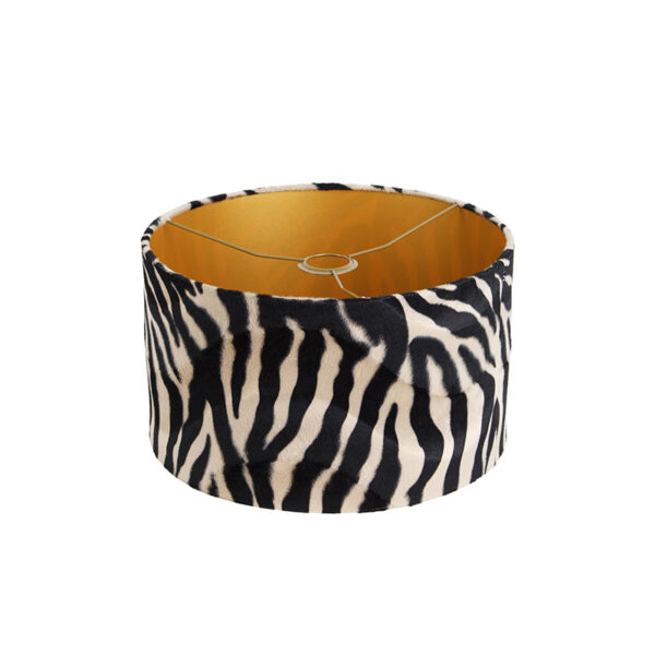Velours lampenkap zebra dessin 35/35/20 gouden binnenkant - Afbeelding 2