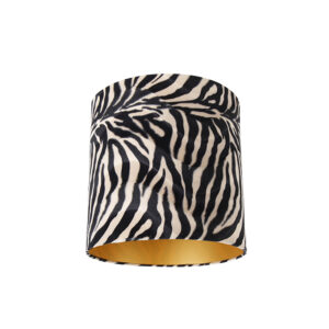 lampenkappen Velours lampenkap zebra dessin gouden binnenkant Stof Zebra print Een prachtige dierenprint welke goed past in de hedendaagse interieurs. Deze