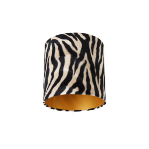 lampenkappen Velours lampenkap zebra dessin gouden binnenkant Stof Zebra print Een prachtige dierenprint welke goed past in de hedendaagse interieurs. Deze
