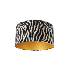 lampenkappen Velours lampenkap zebra dessin gouden binnenkant Stof Zebra print Een prachtige dierenprint welke goed past in de hedendaagse interieurs. Deze