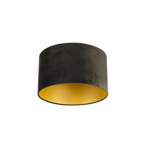 lampenkappen Velours lampenkap zwart met gouden binnenkant Stof Zwart Een elegante velours afgewerkt in binnenkant. Met deze kun je jouw vloerlamp of hanglamp