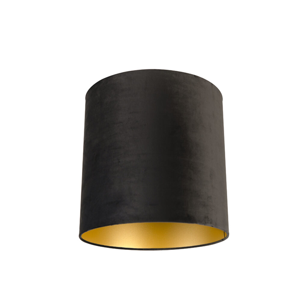 lampenkappen Velours lampenkap zwart met gouden binnenkant Stof Zwart Een elegante velours afgewerkt in binnenkant. Met deze kun je jouw vloerlamp of hanglamp