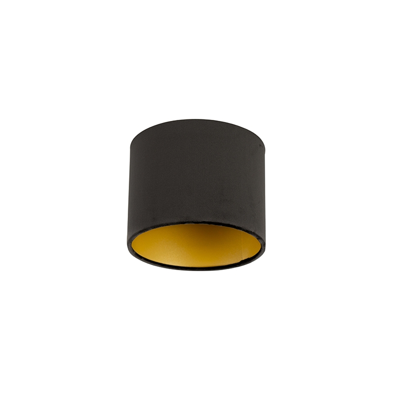 lampenkappen Velours lampenkap zwart met gouden binnenkant Stof Zwart Een elegante velours afgewerkt in binnenkant. Met deze kun je jouw tafellamp vloerlamp of