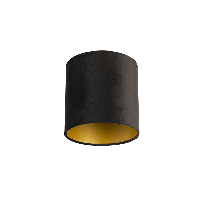 lampenkappen Velours lampenkap zwart met gouden binnenkant Stof Zwart Een elegante afgewerkt in binnenkant. Met deze kun je jouw vloerlamp of hanglamp voorzien