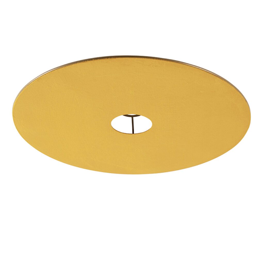 lampenkappen Velours platte lampenkap geel met goud 45 cm Stof Geel Een bijzondere in velours. Met deze kun je jouw plafondlamp voorzien van een sfeervol