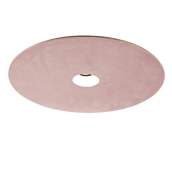 lampenkappen Velours platte lampenkap roze met goud 45 cm Stof Roze Een bijzondere in velours. Met deze kun je jouw plafondlamp voorzien van een sfeervol