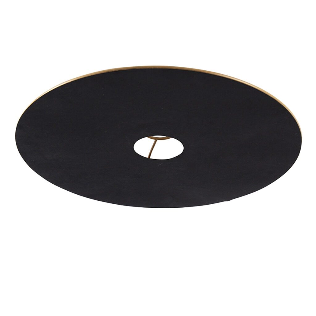 lampenkappen Velours platte lampenkap zwart met goud 45 cm Stof Zwart Een bijzondere in velours. Met deze kun je jouw plafondlamp voorzien van een sfeervol