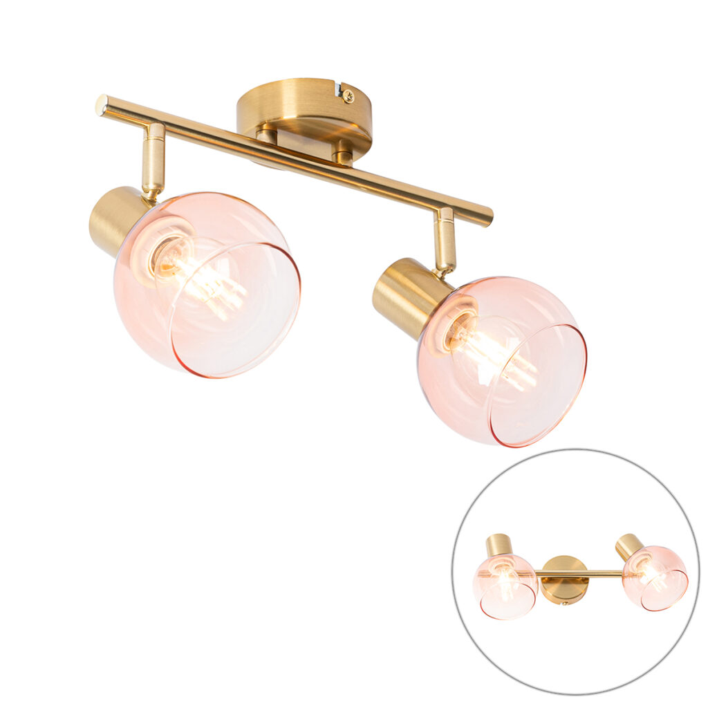 Opbouwspots Art Deco spot goud met roze glas Vidro StaalGlas Roze Simpel maar toch dat is deze spot. gemaakt van staal en afgewerkt in het De heeft een diepte