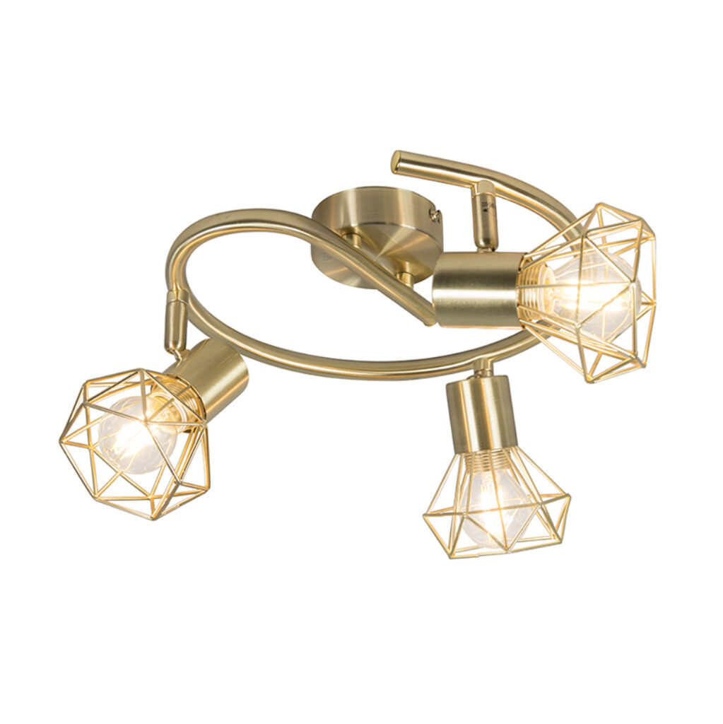 Opbouwspots Art deco spot messing en kantelbaar Mosh Staal Dit is 3 in een gouden kleur Het minimalistische stalen frame leent zich bij uitstek voor fraaie