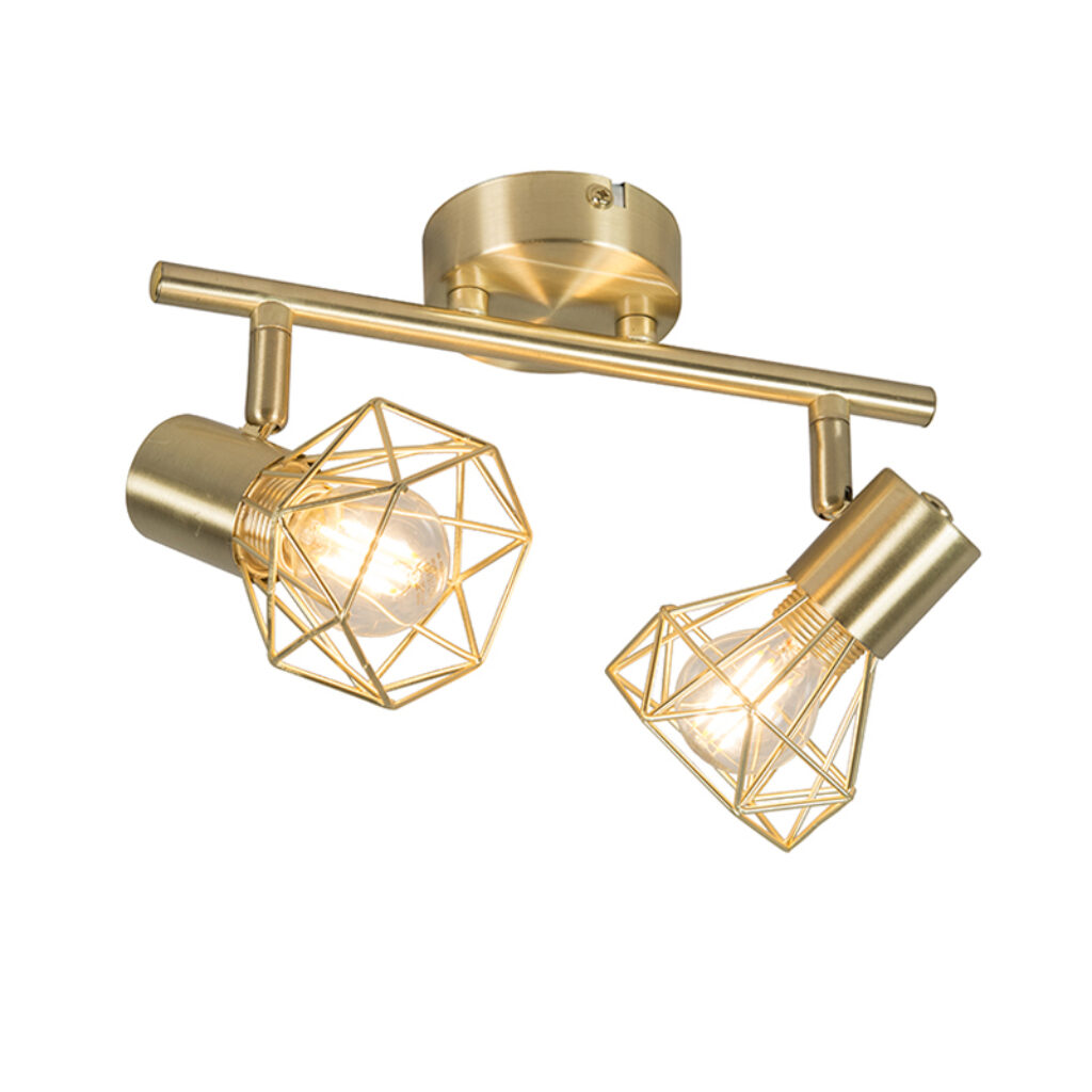Opbouwspots Art deco spot messing en kantelbaar Mosh Staal Dit is 2 in een gouden kleur Het minimalistische stalen frame leent zich bij uitstek voor fraaie
