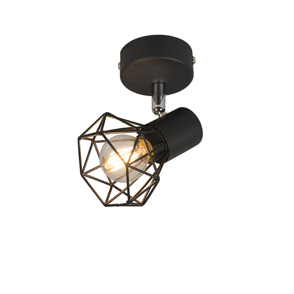 Opbouwspots Art deco spot zwart en kantelbaar Mosh Staal Zwart Dit is in een stoere zwarte kleur Het minimalistische stalen frame leent zich bij uitstek voor