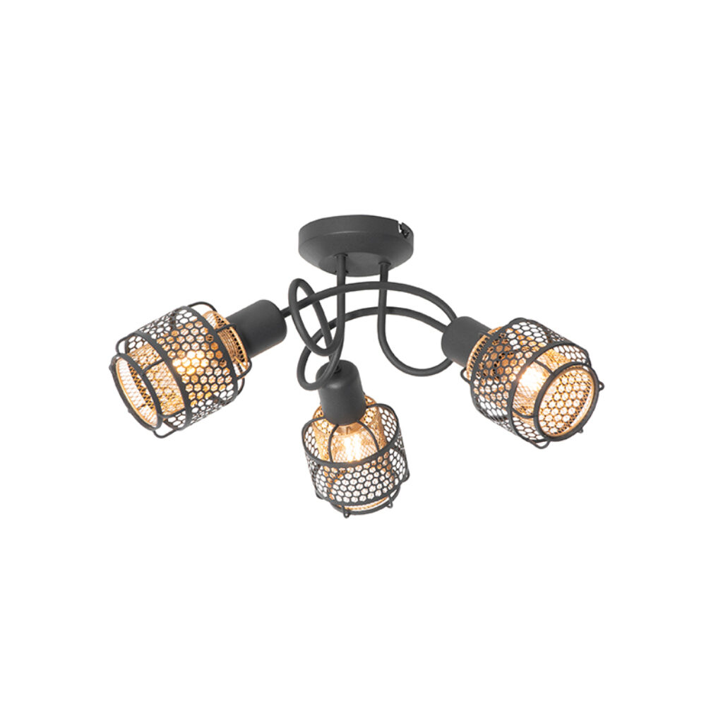 Opbouwspots Design plafondlamp zwart met goud Noud Staal Zwart Maak je design interieur compleet deze Noud. Hij is gemaakt van staal en afgewerkt in het goud.