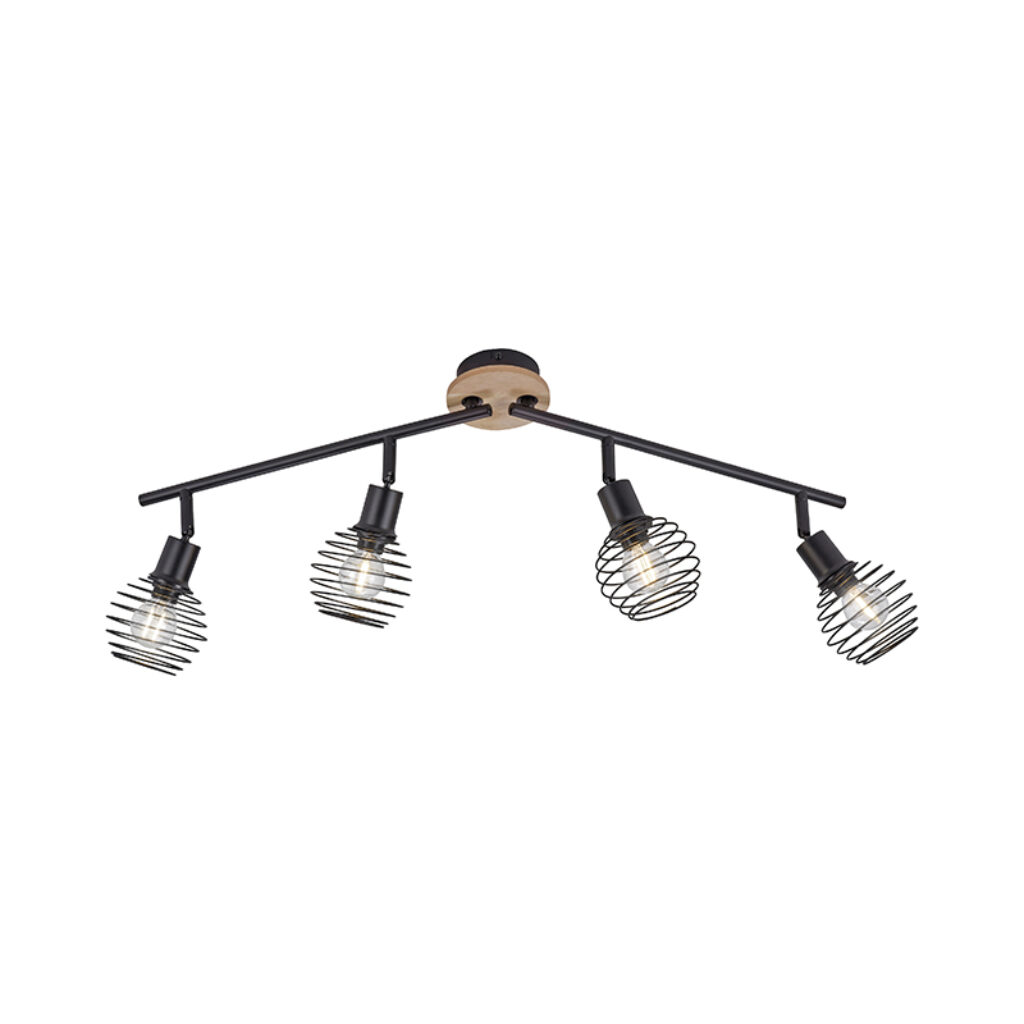 Opbouwspots Design plafondspot zwart met hout Winsten StaalHout Zwart Geef je eigen draai aan verlichting deze eigenzinnige design plafondspot. Winston is