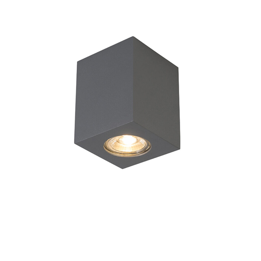 Opbouwspots Design spot antraciet Quba 2 Staal Donkergrijs Super strakke vierkante design volledig gemaakt van staal en heeft een luxe kwalitatieve uitstraling