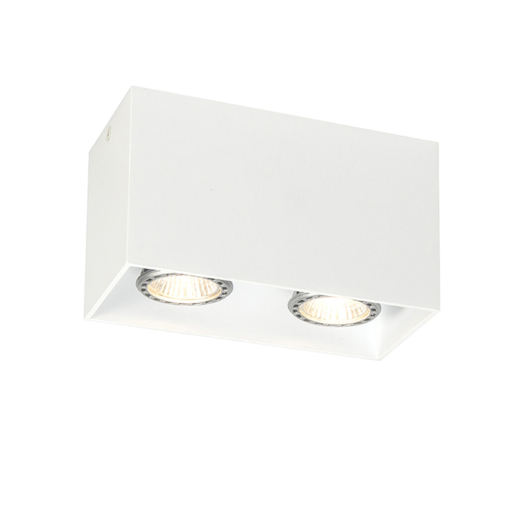 Opbouwspots Design spot wit Qubo 2 Aluminium Wit Super strakke design volledig gemaakt van aluminium in een fraaie structuurlak afgewerkt. Ook de binnenkant