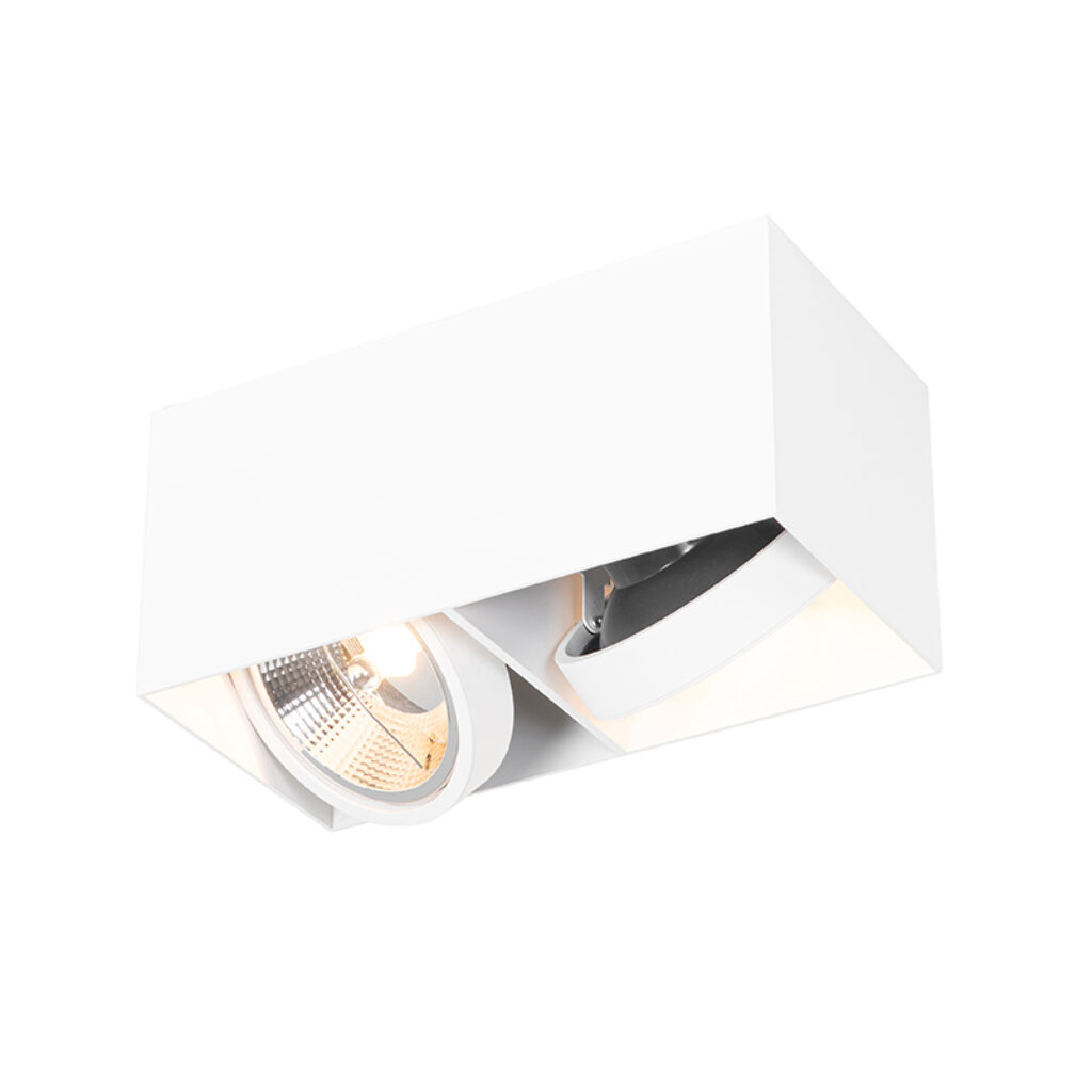 Opbouwspots Design spot wit rechthoekig AR111 Box Aluminium Wit Deze design is door zijn tijdloze witte kleur makkelijk toe te passen in alle interieurstijlen.