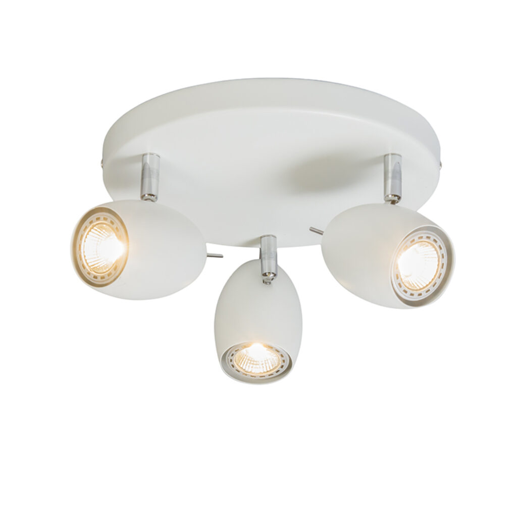 Opbouwspots Design spot wit rond Egg 3 Staal Wit Een witte tijdloze zowel in een modern als retro interieur toe te passen. De lamp is dimbaar met externe niet