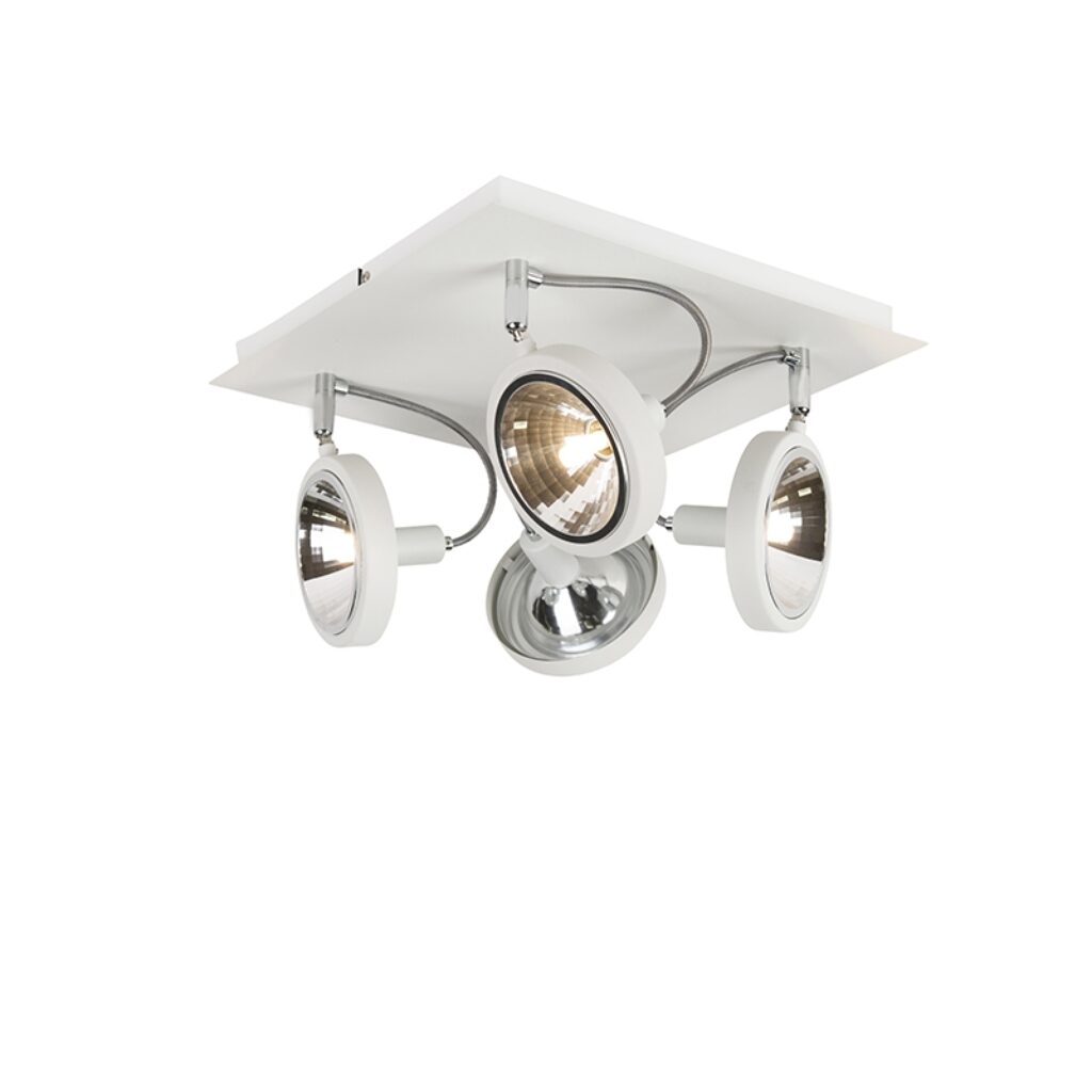 Opbouwspots Design spot wit verstelbaar Nox Staal Wit Spot combineert een moderne look met industrieel ontwerp. Een stevige en praktische witte die kan worden