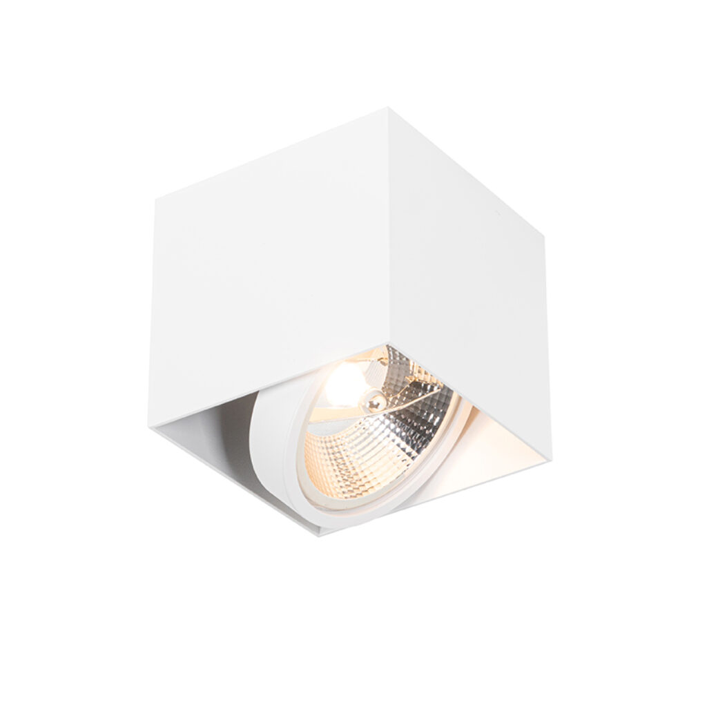 Opbouwspots Design spot wit vierkant AR111 Box Aluminium Wit De is een super strakke design en past in elke woonstijl. Hij volledig gemaakt van aluminium