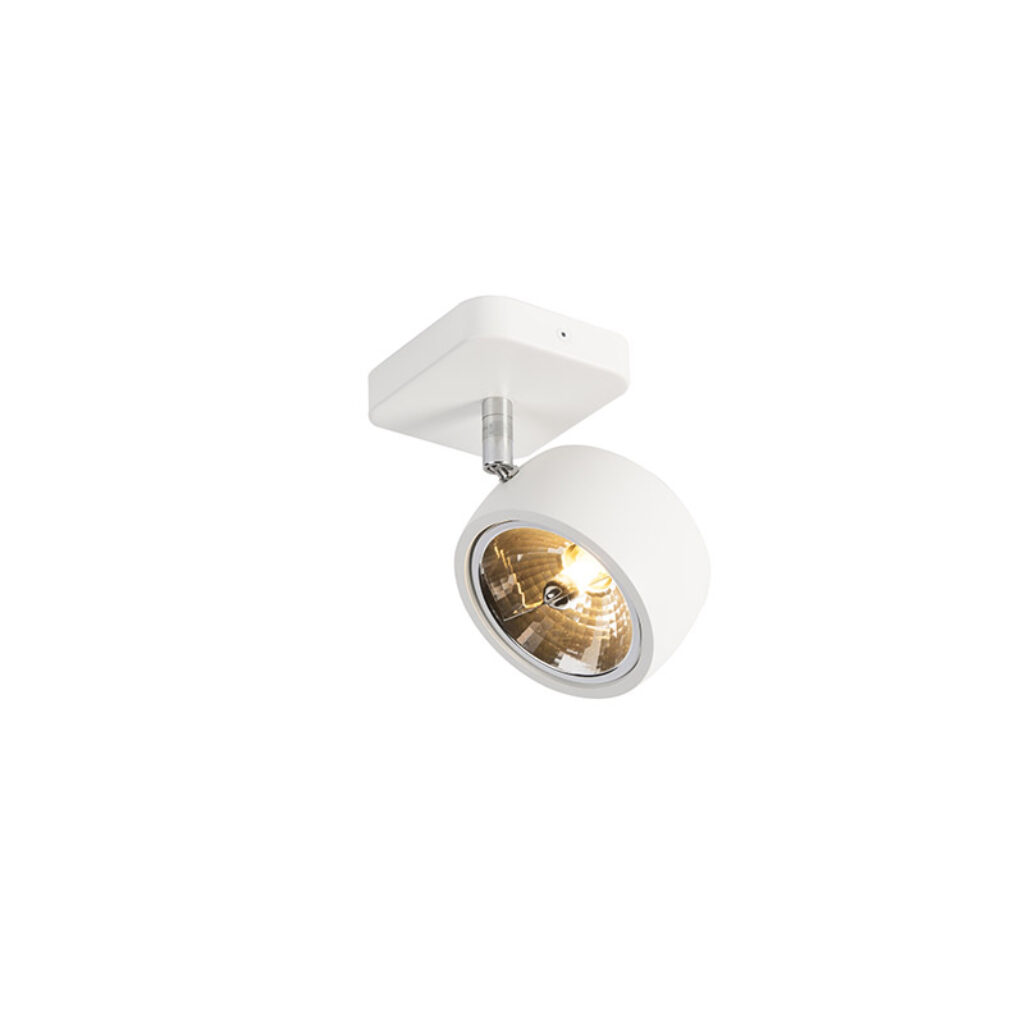 Opbouwspots Design spot wit vierkant en kantelbaar Go Nine AluminiumStaal Wit Een minimalistisch strak design heeft deze witte 1. super functioneel armatuur die